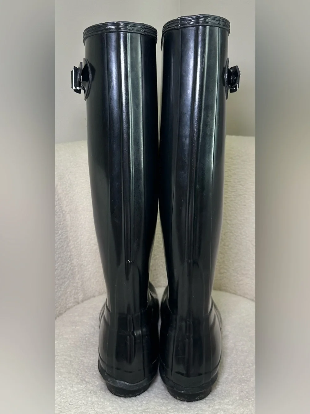 Hunter Original Tall Rain Boots Black Gloss Waterproof Rubber Preppy Festival 8